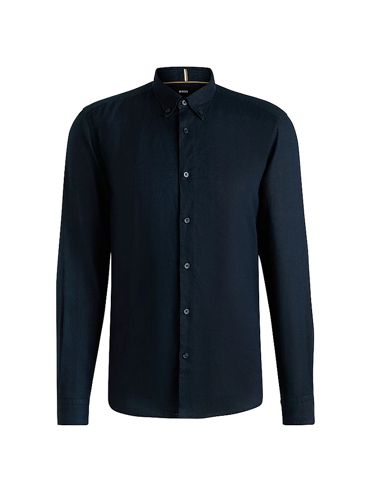 Regular-Fit Button-Down Shirt Linen