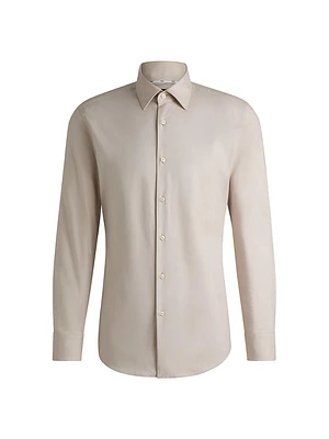 Slim-Fit Shirt Easy-Iron Stretch-Cotton Twill