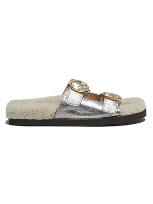 Yuki Metallic Leather Shearling Lined Flats