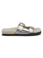 Yuki Metallic Leather Shearling Lined Flats