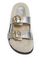 Yuki Metallic Leather Shearling Lined Flats