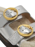 Yuki Metallic Leather Shearling Lined Flats