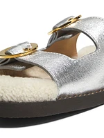 Yuki Metallic Leather Shearling Lined Flats