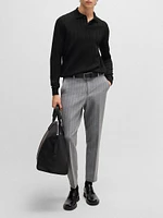 Wool Polo Sweater with Knitted Stripes