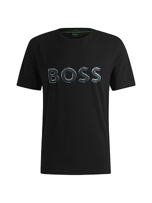 Stretch-Cotton T-Shirt with Photo-Print Logo