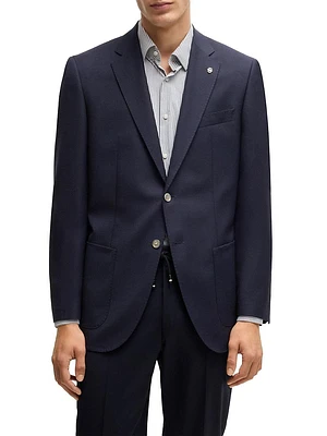 Regular-Fit Suit Jacket Micro-Patterned Virgin Wool