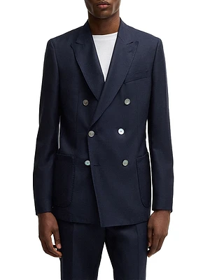 Slim-Fit Blazer Patterned Virgin Wool