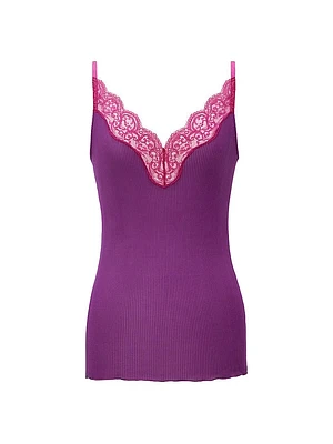 Lace Tank Top Ribbed Silk Jersey