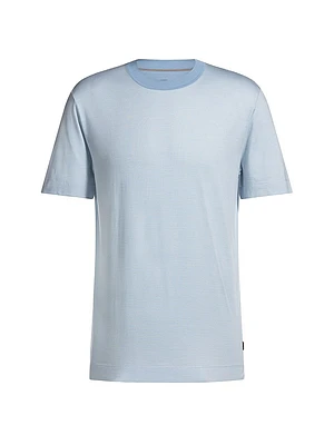 Cotton-Silk T-Shirt with Fineline Stripes