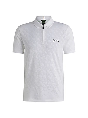 Active Quick-Dry Polo Shirt with Gradient Monogram Jacquard