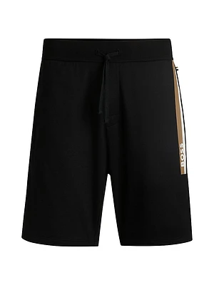 Cotton-Terry Shorts with Stripe Print