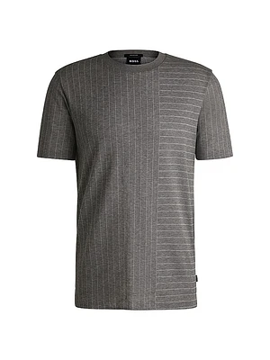 Mercerized-Cotton T-Shirt with Mixed Stripes
