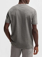 Mercerized-Cotton T-Shirt with Mixed Stripes