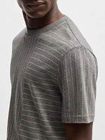 Mercerized-Cotton T-Shirt with Mixed Stripes