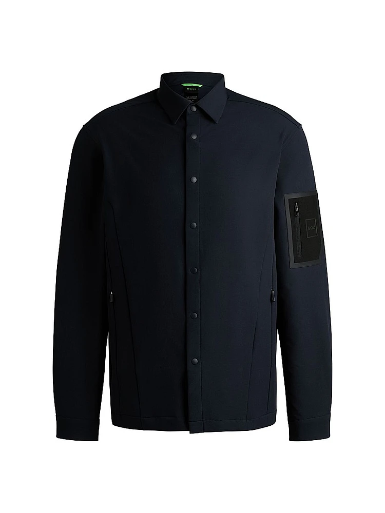 Relaxed-Fit Overshirt Water-Repellent Stretch Fabric