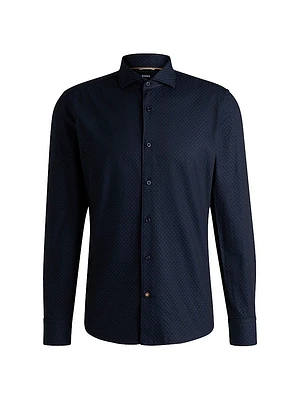 Casual-Fit Shirt Patterned Structured Cotton