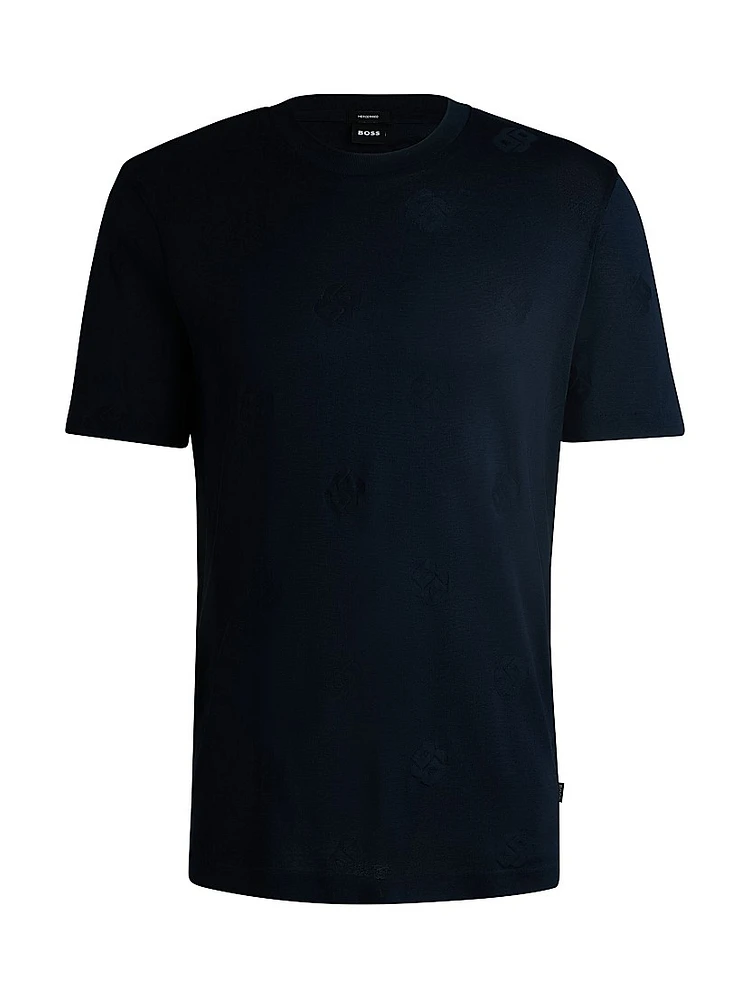 Mercerized-Cotton T-Shirt with Double B Monograms