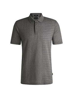 Mercerized-Cotton Polo Shirt with Mixed Stripes