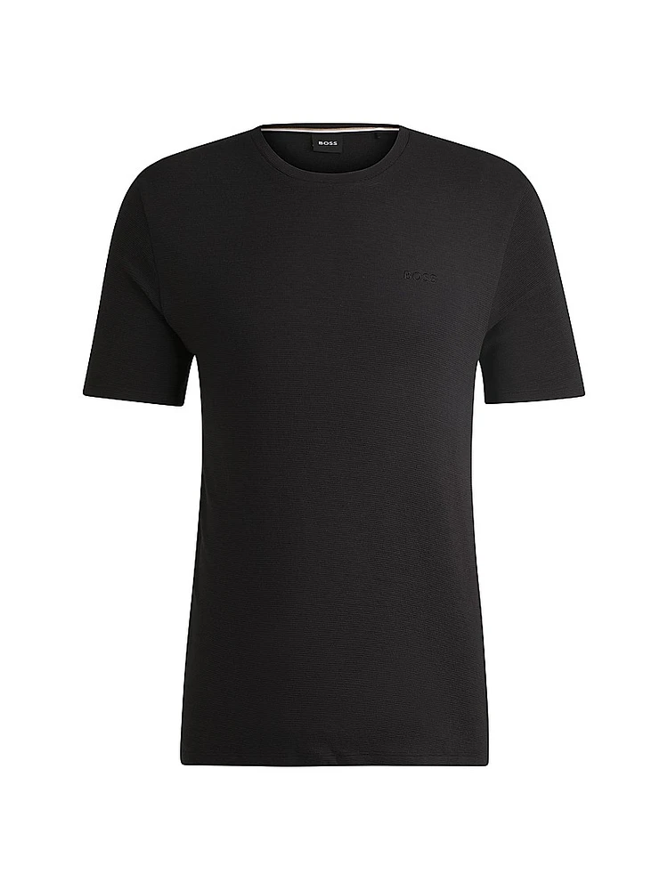 Stretch-Jersey Pajama T-Shirt with Embroidered Logo