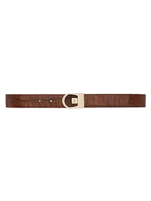 Reversible Belt Crocodile-Embossed Leather
