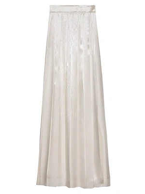 Long Pleated Satin Skirt