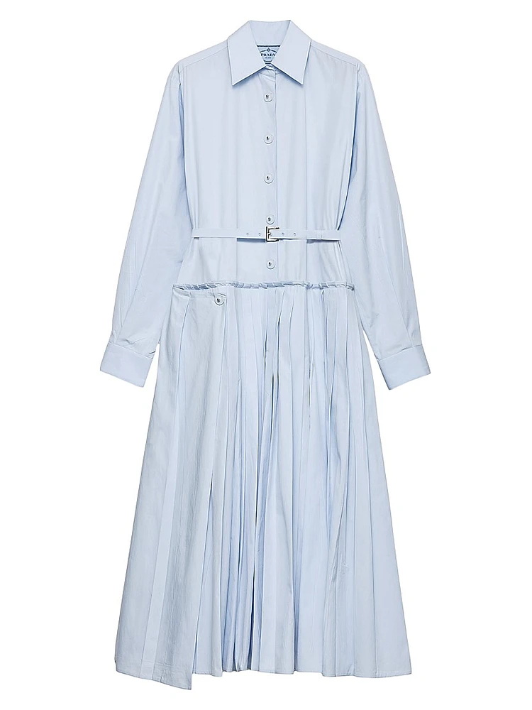 Pleated Poplin Dress