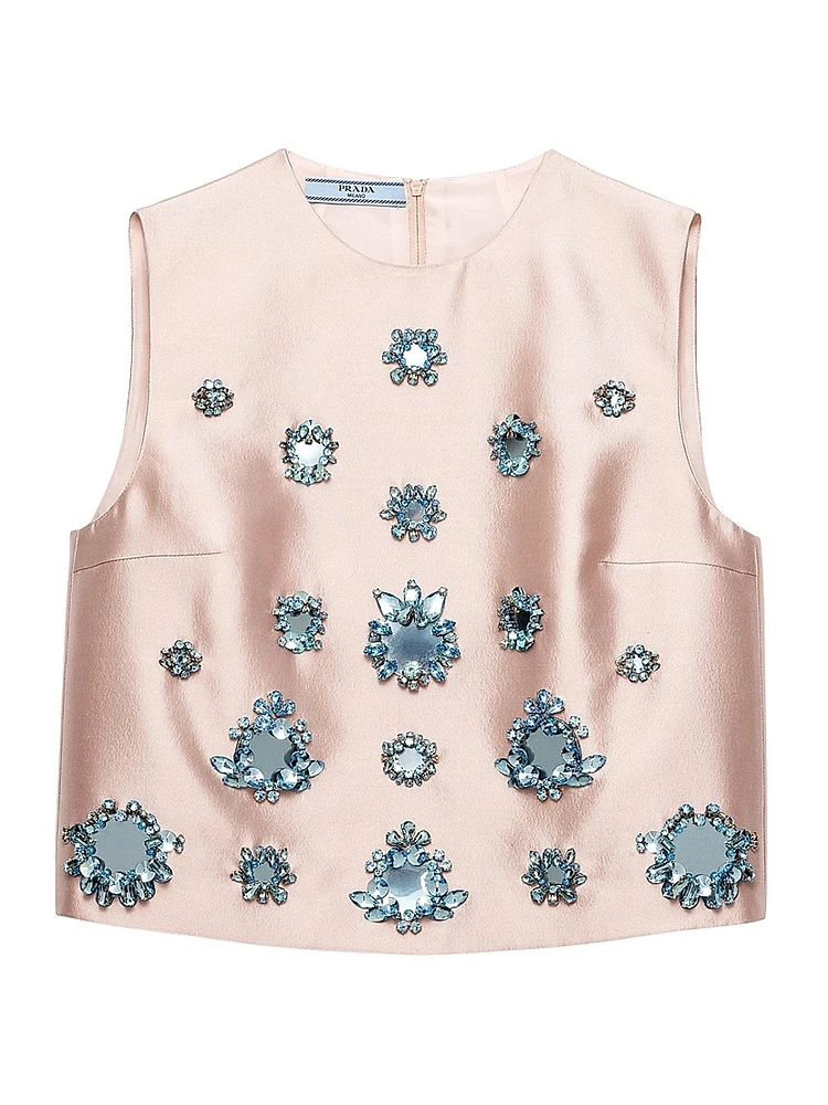 Embroidered Silk and Wool Top