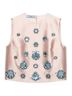 Embroidered Silk and Wool Top
