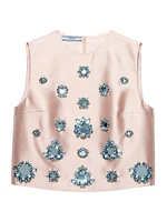 Embroidered Silk and Wool Top
