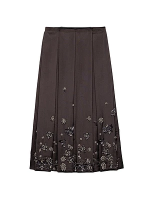 Embroidered Silk and Wool Skirt
