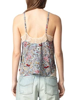 Cyoko Floral-Print Lace-Trim Cami