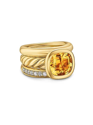 DY Mercer Three Row Stone Ring 18K Yellow Gold