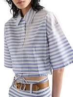 Striped Old Poplin Polo Shirt