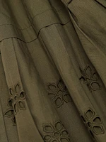 Bailey Embroidered-Cotton Tie-Waist Midi-Dress