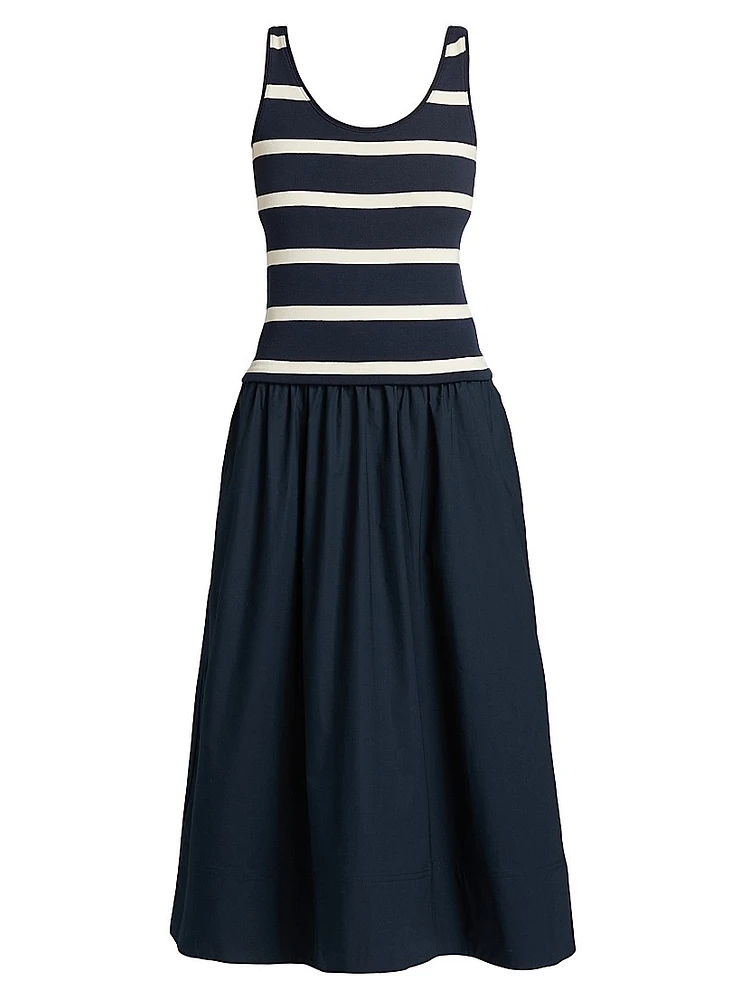 Amber Striped Stretch-Cotton Midi-Dress
