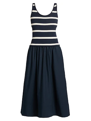 Amber Striped Stretch-Cotton Midi-Dress