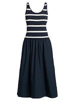Amber Striped Stretch-Cotton Midi-Dress