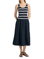 Amber Striped Stretch-Cotton Midi-Dress