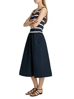 Amber Striped Stretch-Cotton Midi-Dress