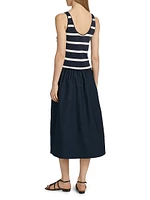 Amber Striped Stretch-Cotton Midi-Dress