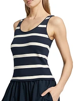 Amber Striped Stretch-Cotton Midi-Dress