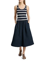 Amber Striped Stretch-Cotton Midi-Dress