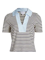 Melanie Striped Stretch Cotton Top