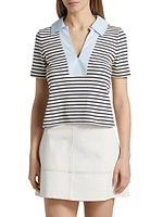 Melanie Striped Stretch Cotton Top