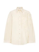 Techno Cotton Poplin Shirt with Herbarium Applique