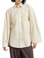 Techno Cotton Poplin Shirt with Herbarium Applique