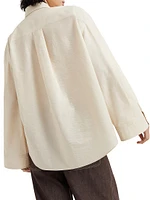 Techno Cotton Poplin Shirt with Herbarium Applique