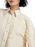 Techno Cotton Poplin Shirt with Herbarium Applique
