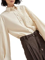 Techno Cotton Poplin Shirt with Herbarium Applique