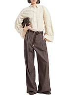 Techno Cotton Poplin Shirt with Herbarium Applique